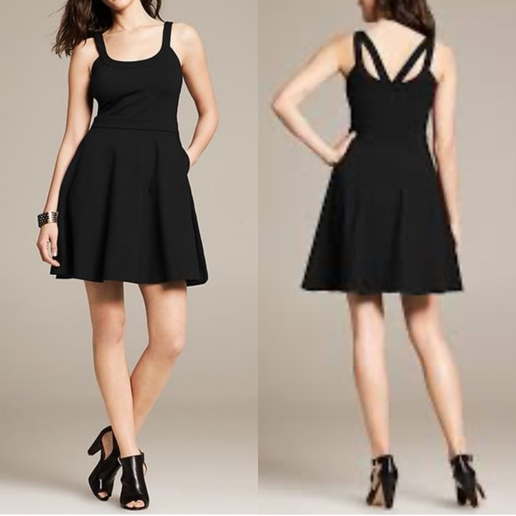 Banana Republic black sleeveless side criss cross back Dress size 12 party - Picture 1 of 13